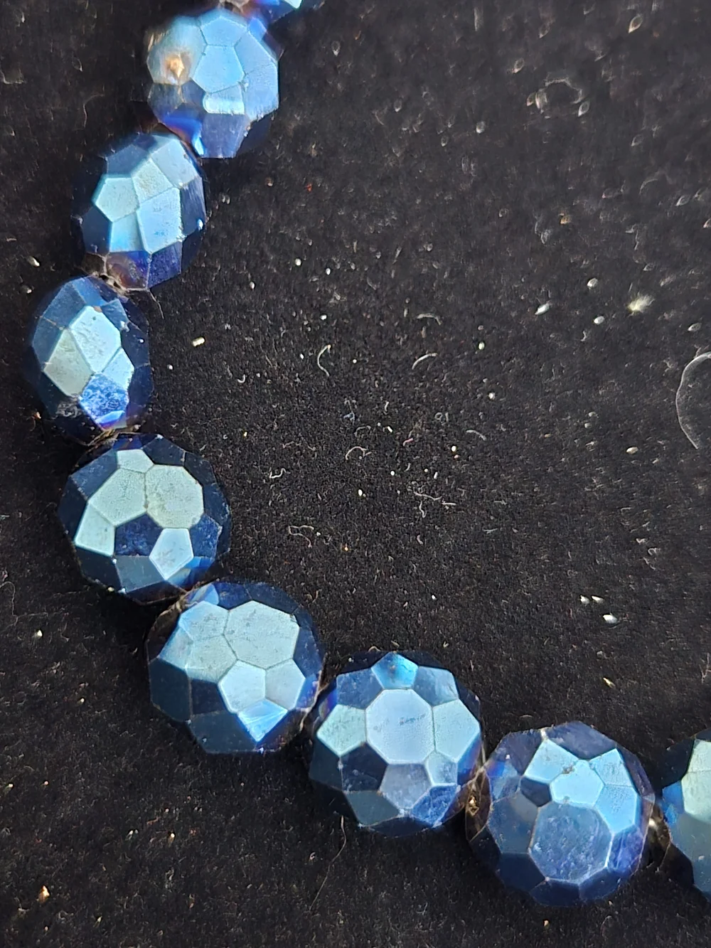 Blue Faceted Mid Century  AB Crystal Necklace and Clip-On Earrings Set